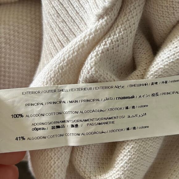 Adolfo Dominguez Men’s Striped Cotton Knit Sweater Cream Red Size 7 (Large) - Picture 9 of 9